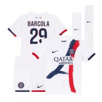 Echipament fotbal Paris Saint-Germain Bradley Barcola #29 Tricou Deplasare 2024-25 pentru copii maneca scurta (+ Pantaloni scurti)